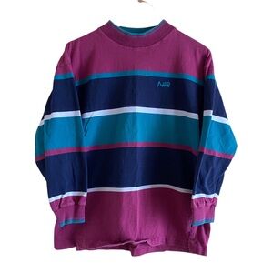 90s Northern Reflections Mock Neck Stripped Shirt Woman Medium Colligate Rugby